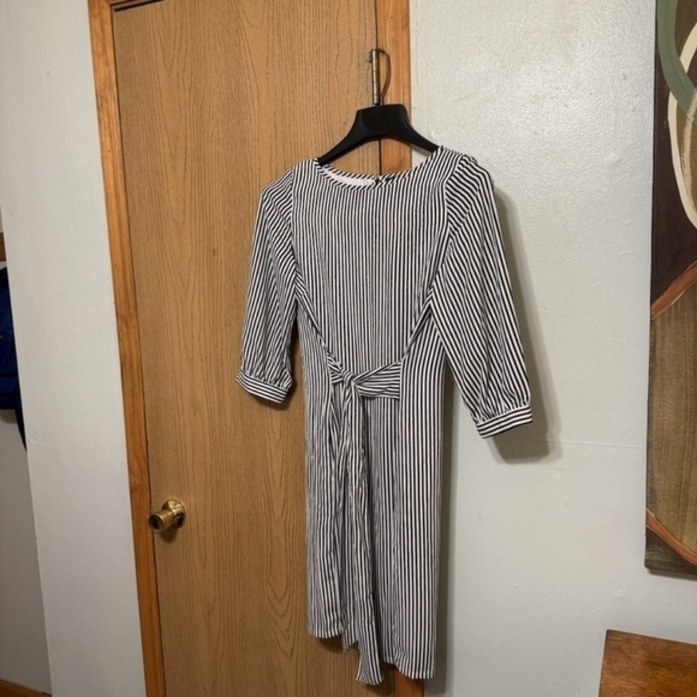 Apt. 9 Small Multi-Color w/Stripes 3/4 Sleeve Belted Boatneck Shift Dress - EUC